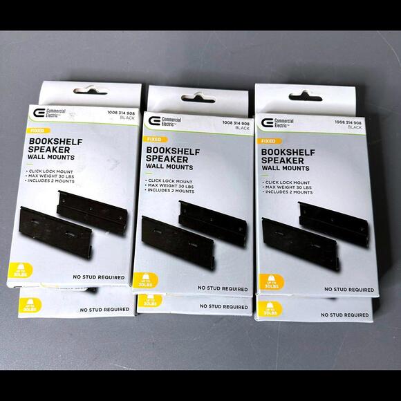 Other - Commercial Electric Fixed Bookshelf Speaker Wall Mounts - Black (2 packs)